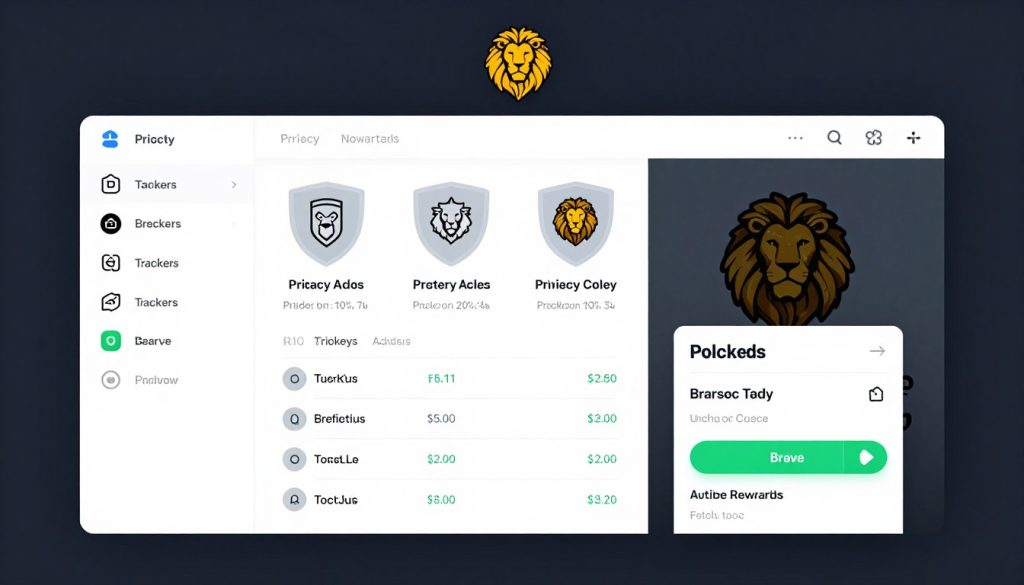 Brave browser interface showing privacy shields and anonymous browsing features