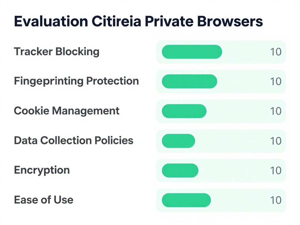 Evaluation criteria for private browser for anonymous browsing with rating scales
