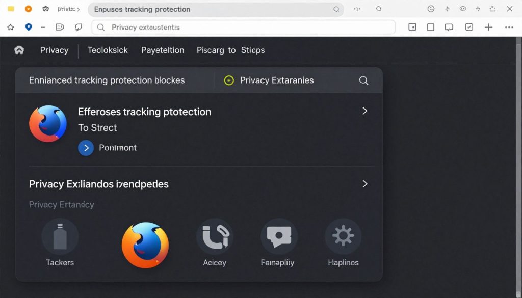 Firefox browser with privacy settings configured for anonymous browsing