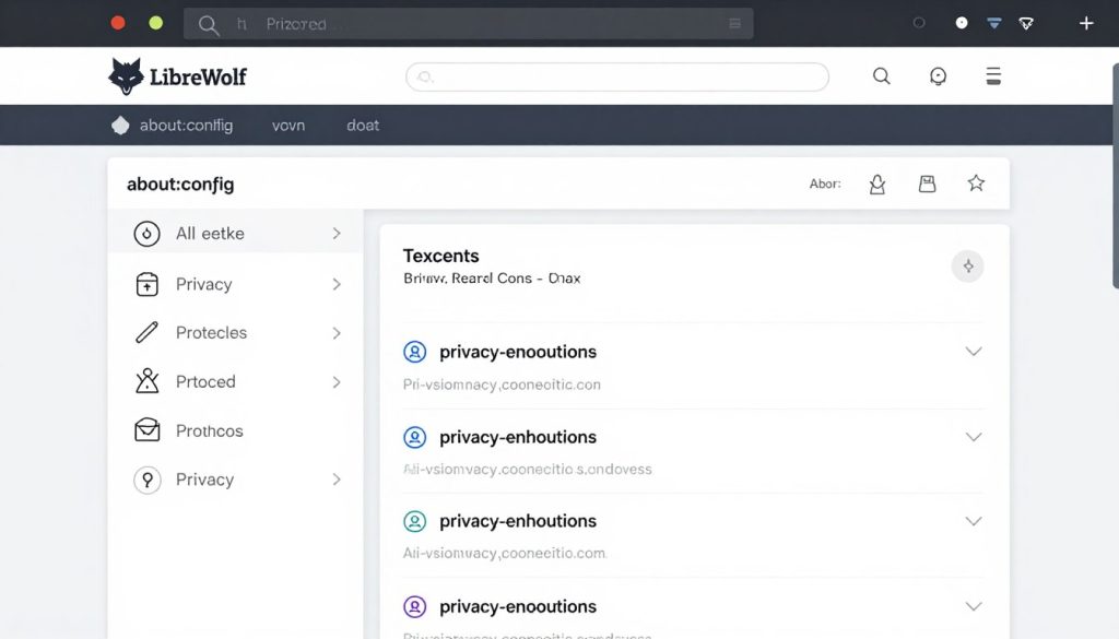 LibreWolf browser interface showing privacy-focused features for anonymous browsing