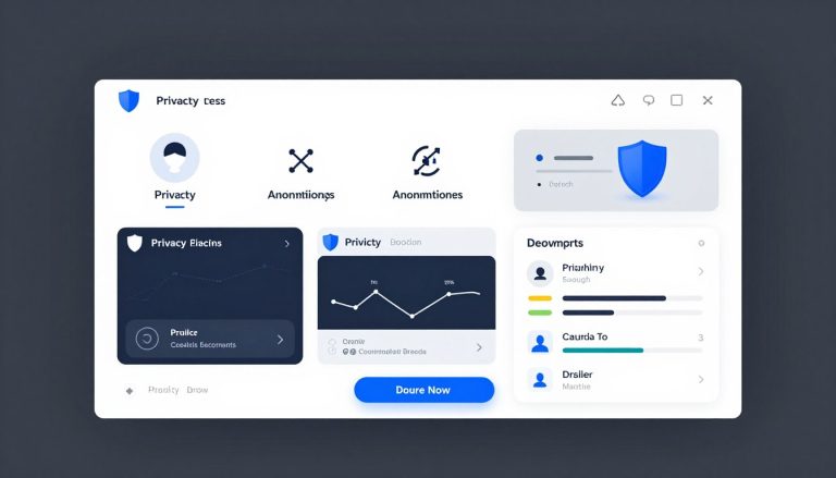 Private browser interface showing privacy features and anonymous browsing capabilities