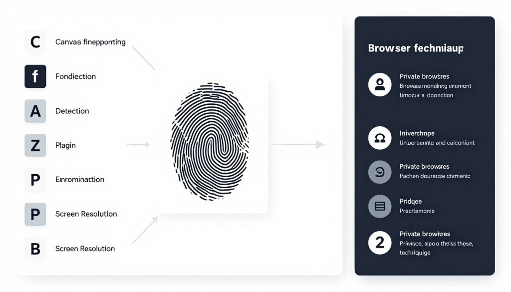 Visualization of browser fingerprinting techniques and how private browsers protect against them